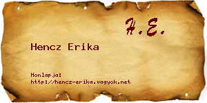 Hencz Erika névjegykártya
